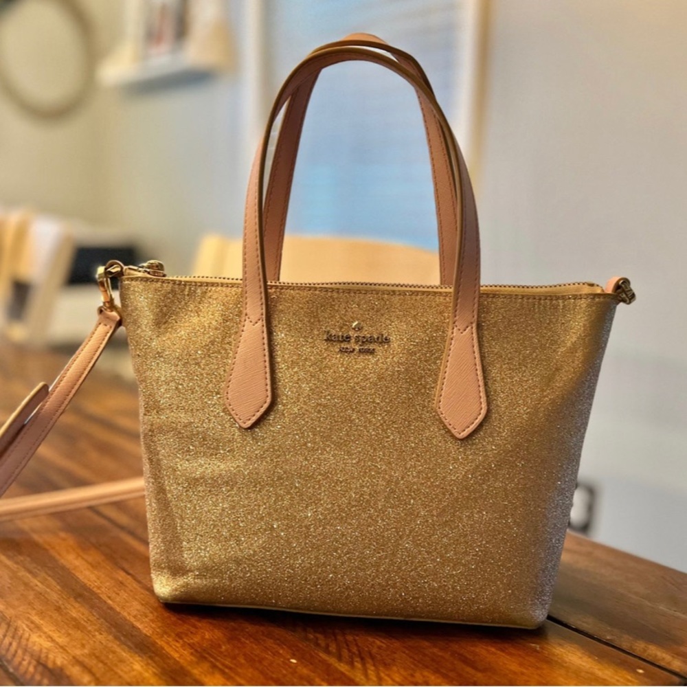 Kate spade gold with pink crossbody purse